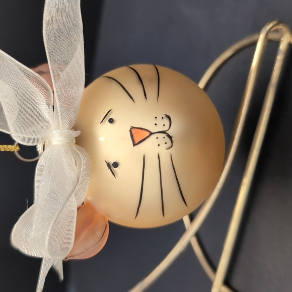 Vintage Set Of 3 Glass Ornaments Mid-century Modern Cat Faces. - Picture 2 of 8